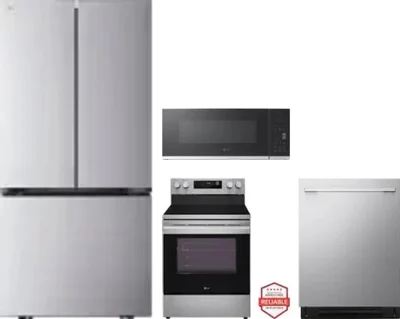 4 Piece Package Includes Refrigerator, Range, Microwave And Dishwasher