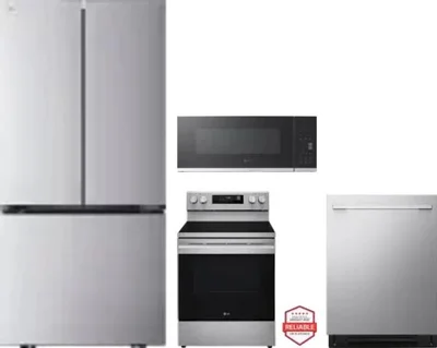 4 Piece Package Includes Refrigerator, Range, Microwave And Dishwasher