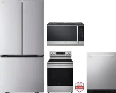 4 Piece Package Includes Refrigerator, Range, Microwave And Dishwasher