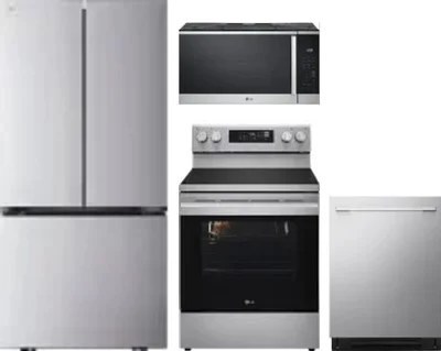 4 Piece Package Includes Refrigerator, Range, Microwave And Dishwasher