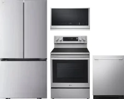 4 Piece Package Includes Refrigerator, Range, Microwave And Dishwasher