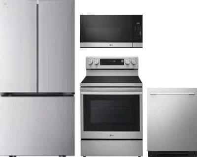 4 Piece Package Includes Refrigerator, Range, Microwave And Dishwasher