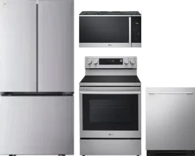 4 Piece Package Includes Refrigerator, Range, Microwave And Dishwasher