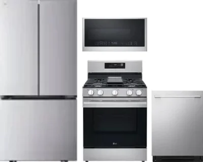 4 Piece Package Includes Refrigerator, Range, Microwave And Dishwasher