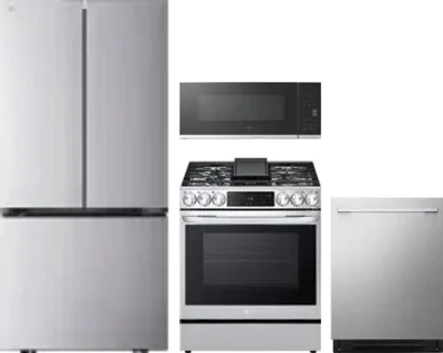 4 Piece Package Includes Refrigerator, Range, Microwave And Dishwasher