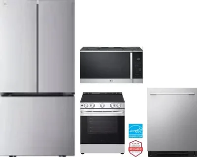 4 Piece Package Includes Refrigerator, Range, Microwave And Dishwasher