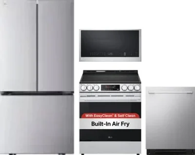 4 Piece Package Includes Refrigerator, Range, Microwave And Dishwasher