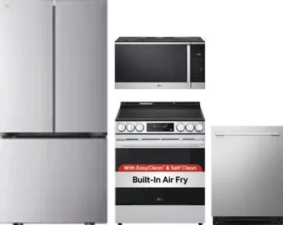 4 Piece Package Includes Refrigerator, Range, Microwave And Dishwasher