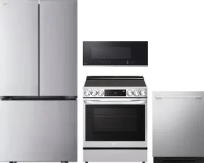 4 Piece Package Includes Refrigerator, Range, Microwave And Dishwasher
