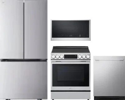 4 Piece Package Includes Refrigerator, Range, Microwave And Dishwasher