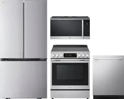 4 Piece Package Includes Refrigerator, Range, Microwave And Dishwasher