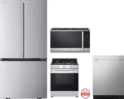 4 Piece Package Includes Refrigerator, Range, Microwave And Dishwasher