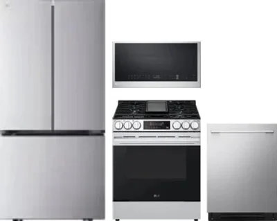4 Piece Package Includes Refrigerator, Range, Microwave And Dishwasher