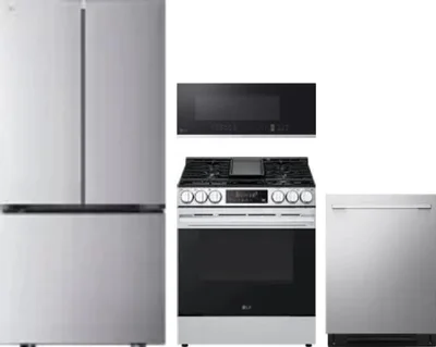 4 Piece Package Includes Refrigerator, Range, Microwave And Dishwasher