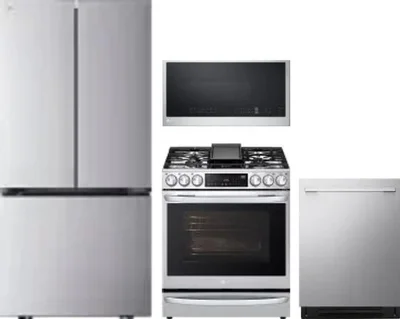 4 Piece Package Includes Refrigerator, Range, Microwave And Dishwasher