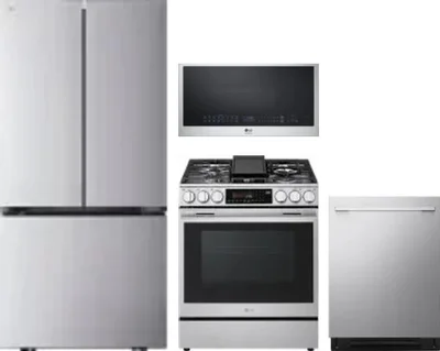 4 Piece Package Includes Refrigerator, Range, Microwave And Dishwasher