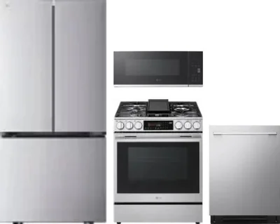 4 Piece Package Includes Refrigerator, Range, Microwave And Dishwasher