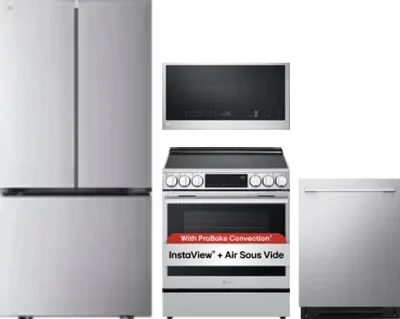 4 Piece Package Includes Refrigerator, Range, Microwave And Dishwasher