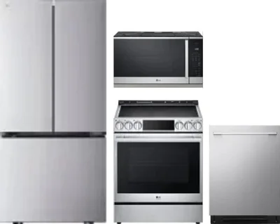 4 Piece Package Includes Refrigerator, Range, Microwave And Dishwasher