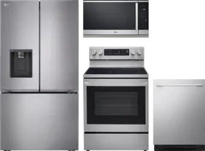 4 Piece Package Includes Refrigerator, Range, Microwave And Dishwasher