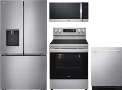4 Piece Package Includes Refrigerator, Range, Microwave And Dishwasher
