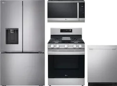 4 Piece Package Includes Refrigerator, Range, Microwave And Dishwasher