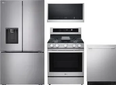 4 Piece Package Includes Refrigerator, Range, Microwave And Dishwasher