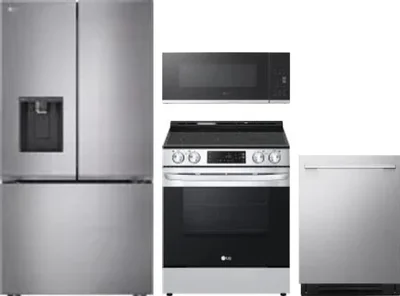 4 Piece Package Includes Refrigerator, Range, Microwave And Dishwasher