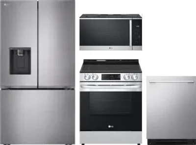 4 Piece Package Includes Refrigerator, Range, Microwave And Dishwasher