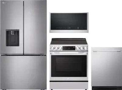 4 Piece Package Includes Refrigerator, Range, Microwave And Dishwasher