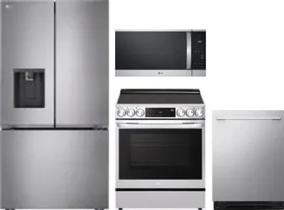 4 Piece Package Includes Refrigerator, Range, Microwave And Dishwasher