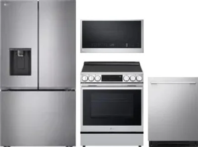 4 Piece Package Includes Refrigerator, Range, Microwave And Dishwasher