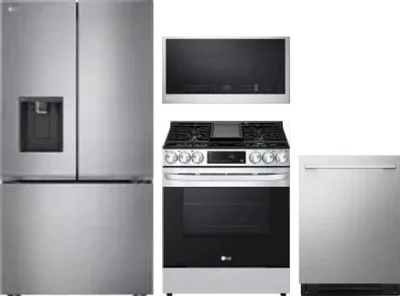 4 Piece Package Includes Refrigerator, Range, Microwave And Dishwasher