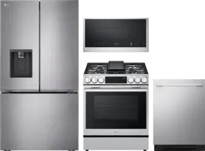 4 Piece Package Includes Refrigerator, Range, Microwave And Dishwasher