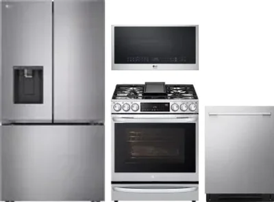 4 Piece Package Includes Refrigerator, Range, Microwave And Dishwasher
