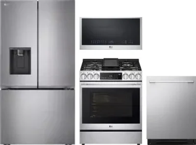 4 Piece Package Includes Refrigerator, Range, Microwave And Dishwasher