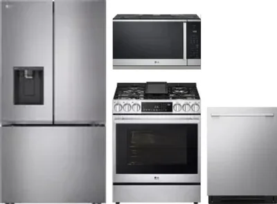 4 Piece Package Includes Refrigerator, Range, Microwave And Dishwasher