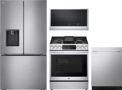 4 Piece Package Includes Refrigerator, Range, Microwave And Dishwasher