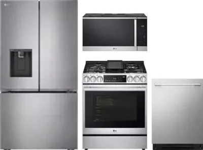 4 Piece Package Includes Refrigerator, Range, Microwave And Dishwasher