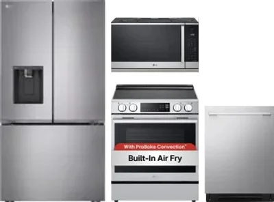 4 Piece Package Includes Refrigerator, Range, Microwave And Dishwasher