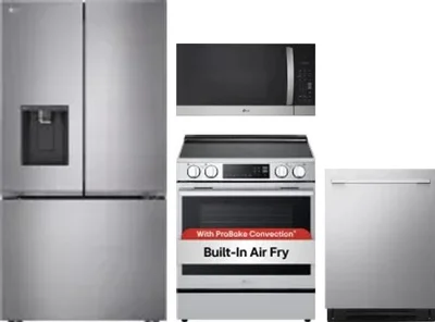 4 Piece Package Includes Refrigerator, Range, Microwave And Dishwasher