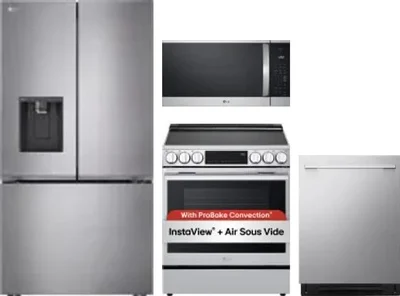 4 Piece Package Includes Refrigerator, Range, Microwave And Dishwasher