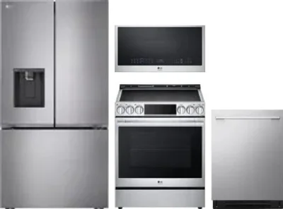 4 Piece Package Includes Refrigerator, Range, Microwave And Dishwasher