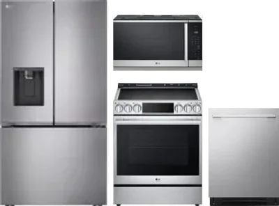 4 Piece Package Includes Refrigerator, Range, Microwave And Dishwasher