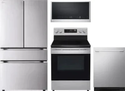 4 Piece Package Includes Refrigerator, Range, Microwave And Dishwasher