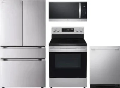 4 Piece Package Includes Refrigerator, Range, Microwave And Dishwasher