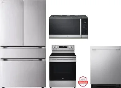 4 Piece Package Includes Refrigerator, Range, Microwave And Dishwasher
