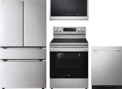 4 Piece Package Includes Refrigerator, Range, Microwave And Dishwasher