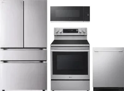 4 Piece Package Includes Refrigerator, Range, Microwave And Dishwasher