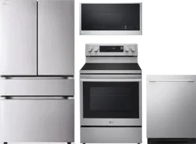 4 Piece Package Includes Refrigerator, Range, Microwave And Dishwasher